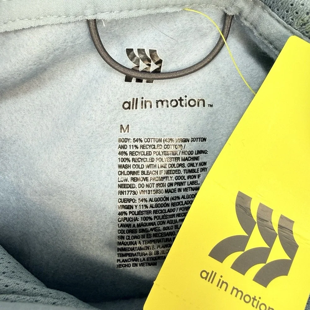 NWT Men's All in Motion Blue pullover Hoodie drawstring Pockets soft fleece Sz M - Picture 4 of 8